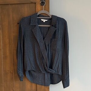 BB Dakota Dark Blue Silk Blouse | Size Small